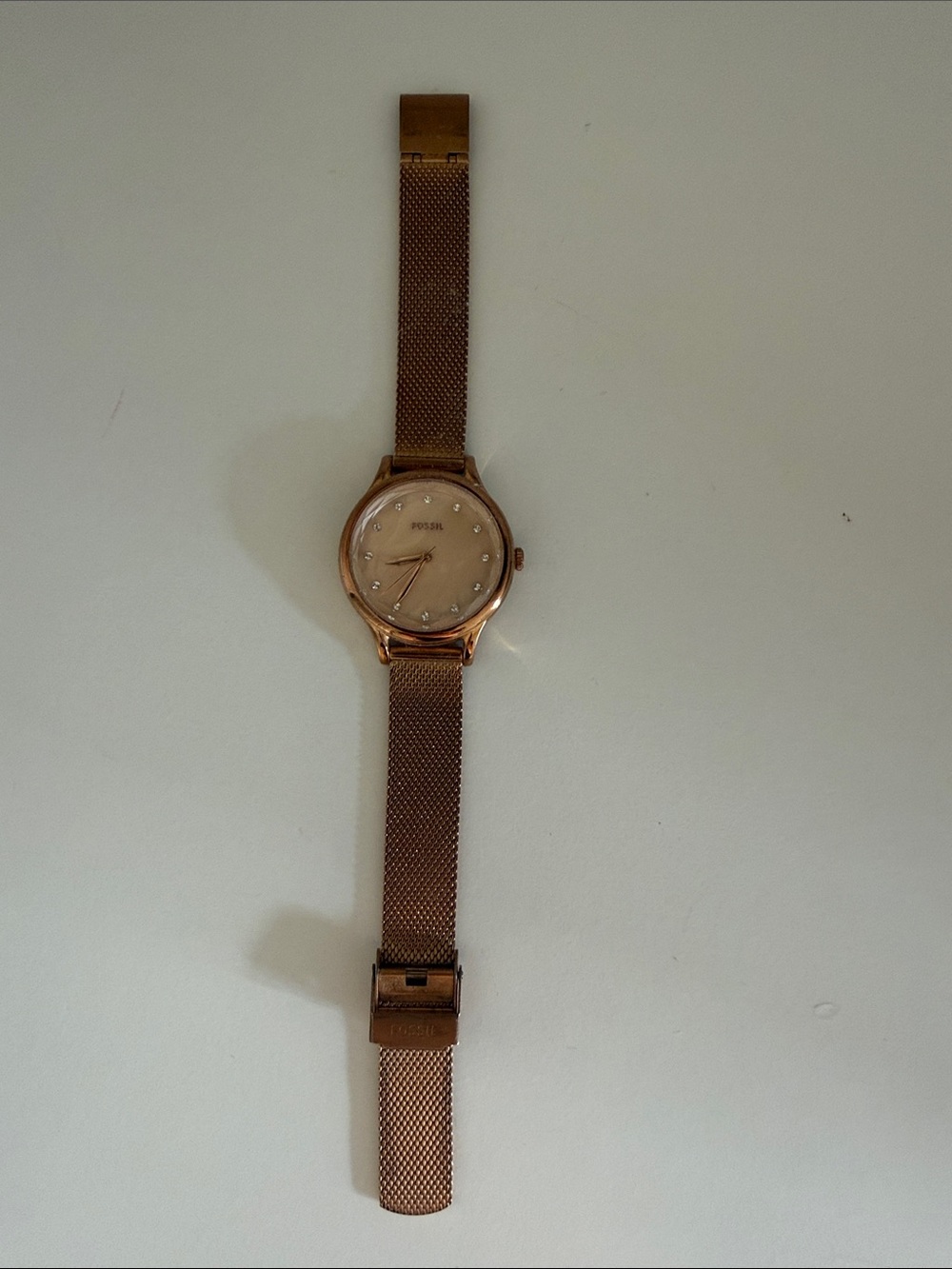 Fossil Rose Gold-Tone Mesh Bracelet Watch